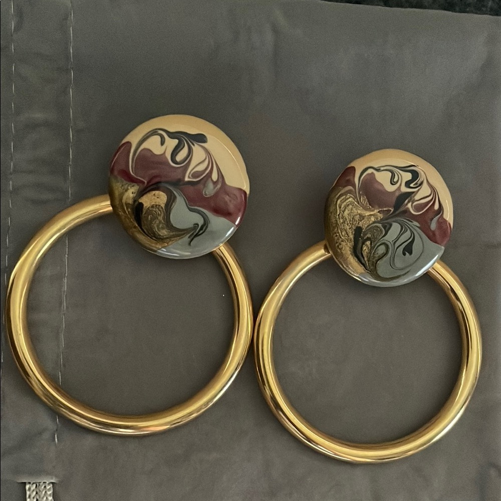 Vintage Gold Tone and Multicolor Earrings